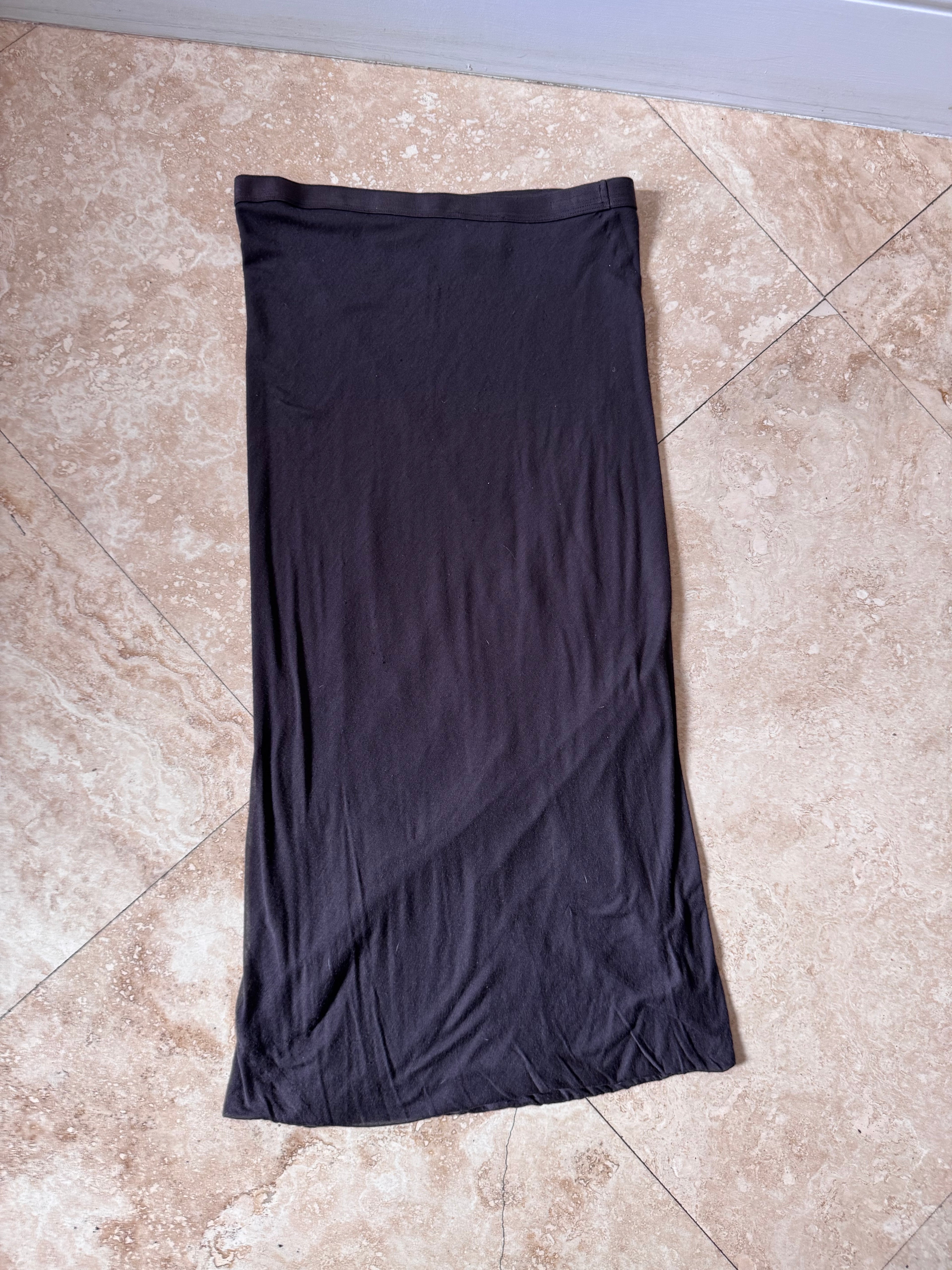 Rick Owens Lilies Stretch Viscose Jersey Midi Skirt Black IT 40