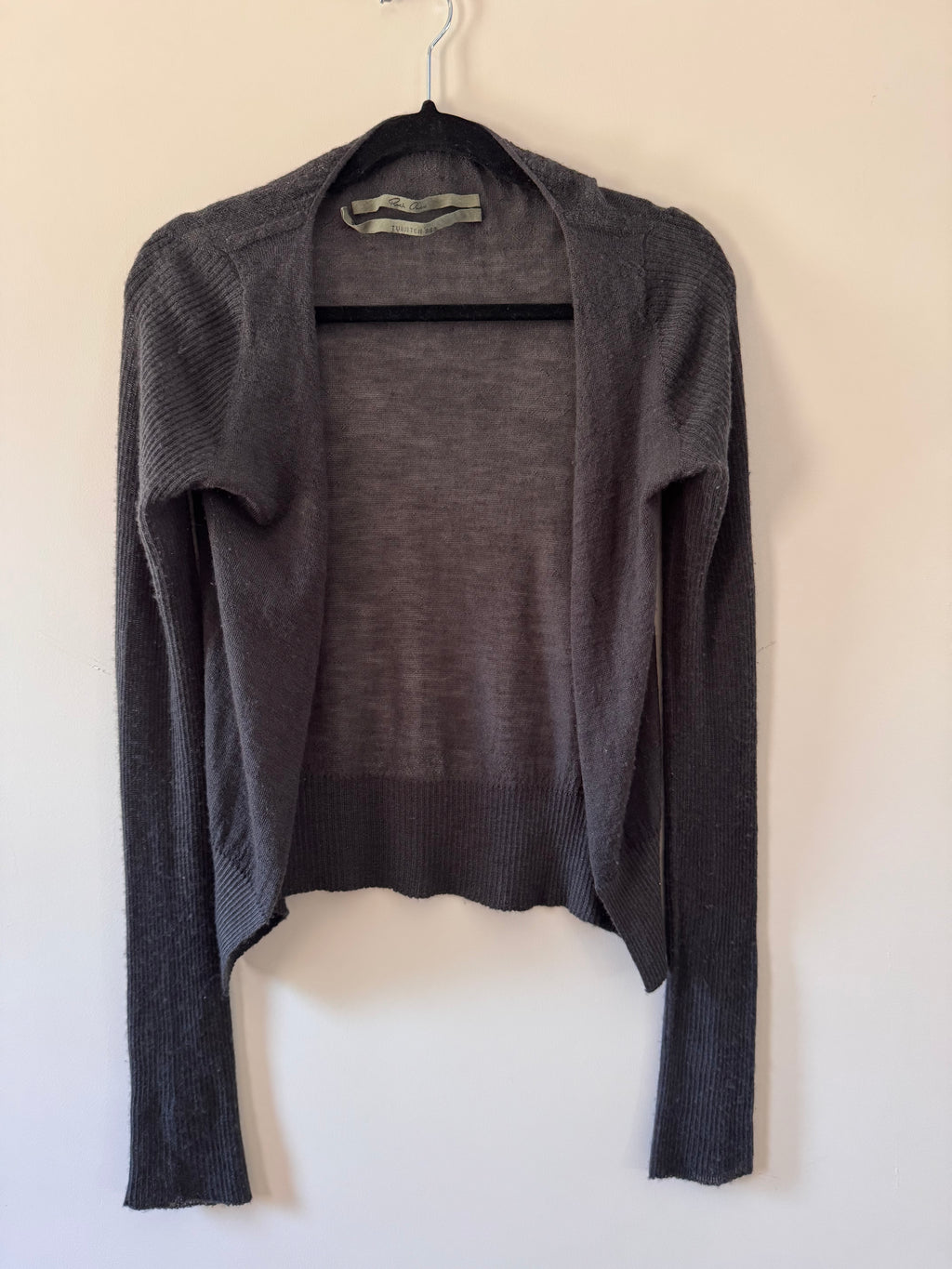 Rick Owens Tungsten SS06 Sheer Cashmere Cardigan – Dark dust