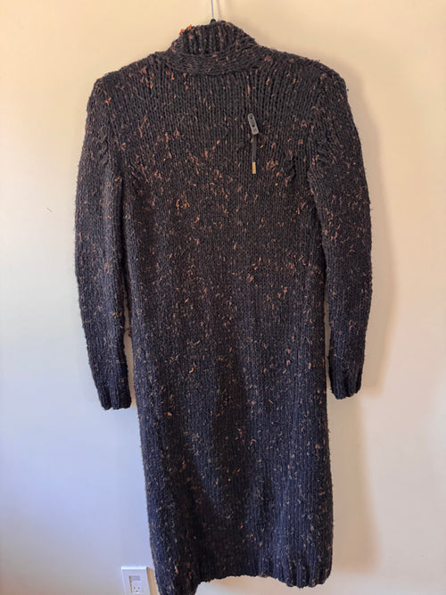 Boris Bidjan Saberi Hand Knit Flecked Wool Cardigan Coat — Black / Rust