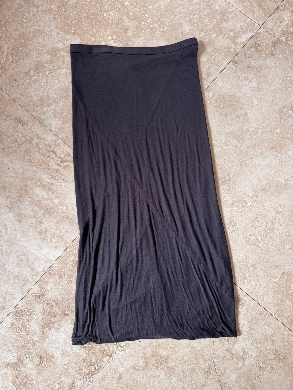 Rick Owens Lilies Stretch Viscose Jersey Midi Skirt Black IT 40